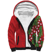 Tonga Language Week Sherpa Hoodie Heilala Floral Red LT05 Unisex Red - Polynesian Pride