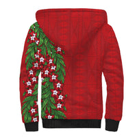 Tonga Language Week Sherpa Hoodie Heilala Floral Red LT05 - Polynesian Pride