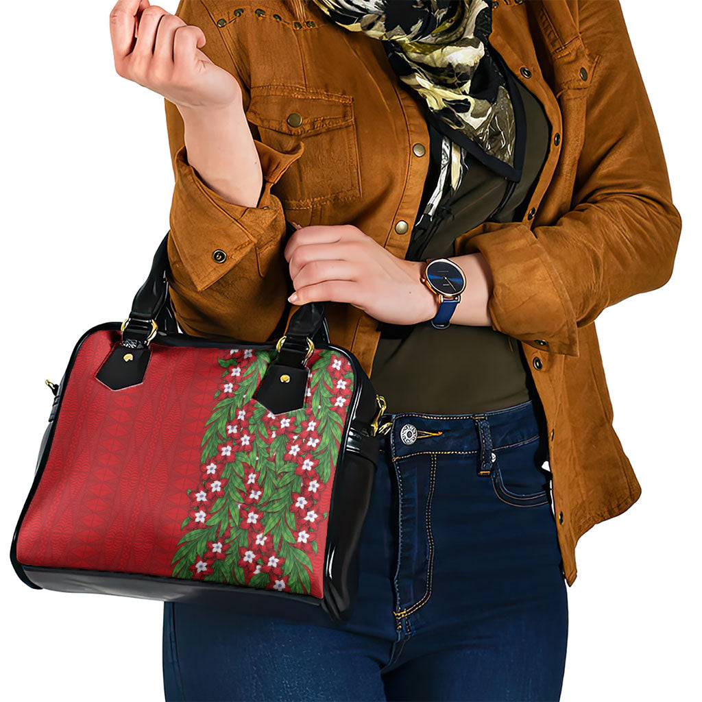 Tonga Language Week Shoulder Handbag Heilala Floral Red LT05 - Polynesian Pride
