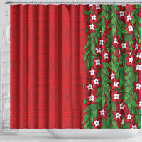 Tonga Language Week Shower Curtain Heilala Floral Red LT05 - Polynesian Pride