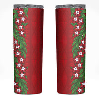 Tonga Language Week Skinny Tumbler Heilala Floral Red LT05 Red - Polynesian Pride