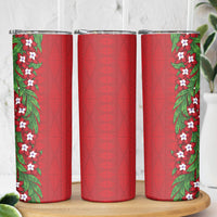 Tonga Language Week Skinny Tumbler Heilala Floral Red LT05 - Polynesian Pride