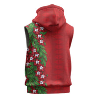 Tonga Language Week Sleeveless Hoodie Heilala Floral Red LT05 - Polynesian Pride