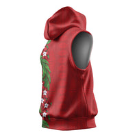 Tonga Language Week Sleeveless Hoodie Heilala Floral Red LT05 - Polynesian Pride
