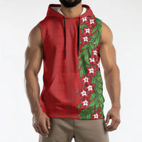 Tonga Language Week Sleeveless Hoodie Heilala Floral Red LT05 - Polynesian Pride