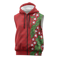 Tonga Language Week Sleeveless Zip Hoodie Heilala Floral Red LT05 Red - Polynesian Pride