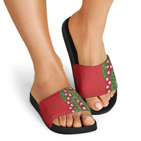 Tonga Language Week Slide Sandals Heilala Floral Red LT05 - Polynesian Pride