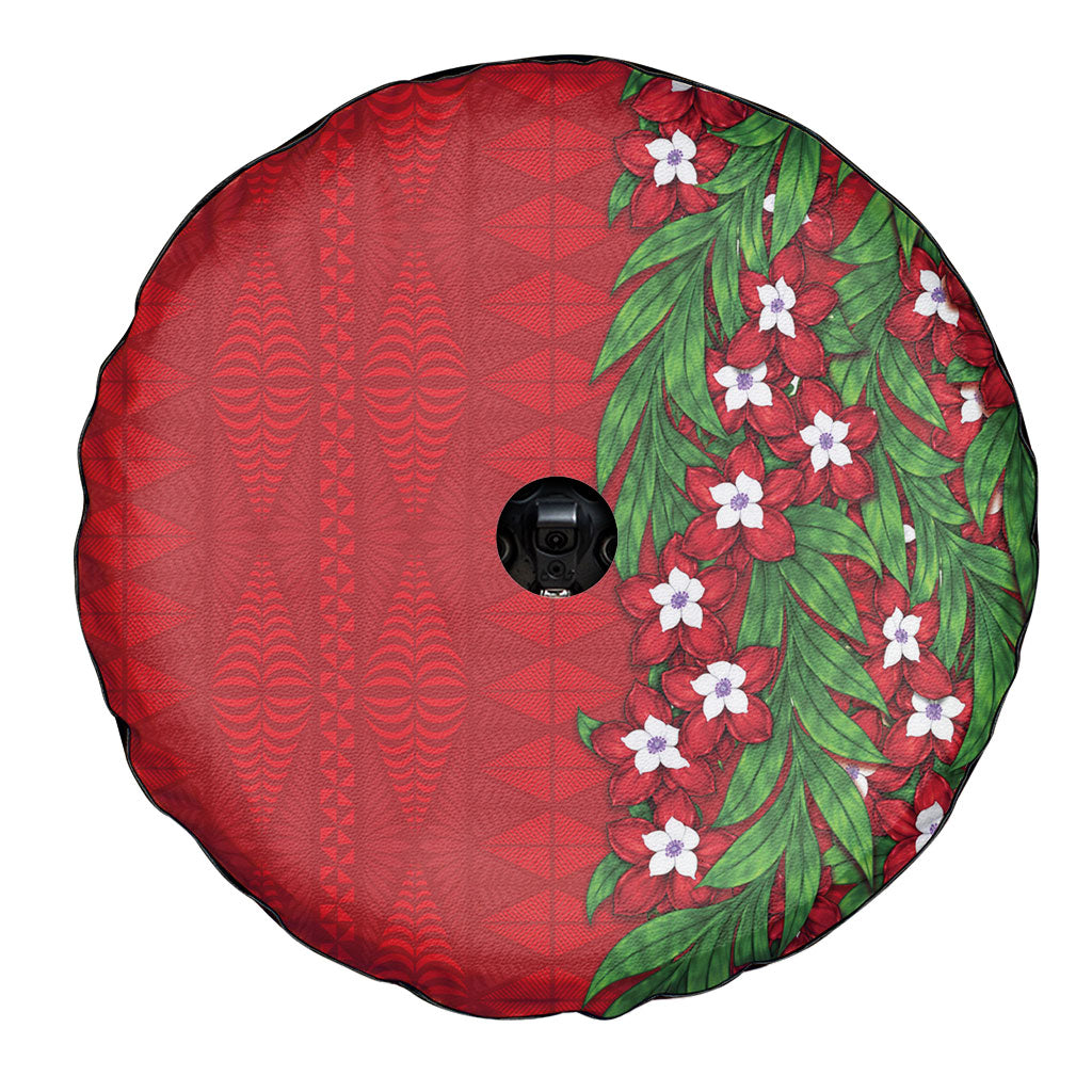 Tonga Language Week Spare Tire Cover Heilala Floral Red LT05 - Polynesian Pride