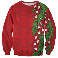 Tonga Language Week Sweatshirt Heilala Floral Red LT05 Unisex Red - Polynesian Pride