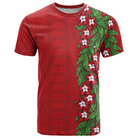 Tonga Language Week T Shirt Heilala Floral Red LT05 Red - Polynesian Pride