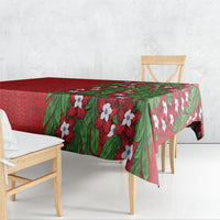 Tonga Language Week Tablecloth Heilala Floral Red LT05 - Polynesian Pride