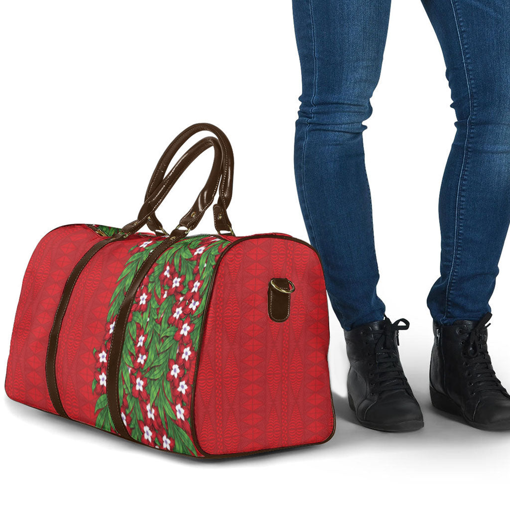 Tonga Language Week Travel Bag Heilala Floral Red LT05 - Polynesian Pride