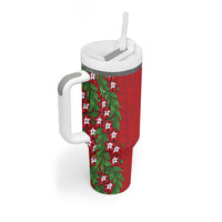 Tonga Language Week Tumbler With Handle Heilala Floral Red LT05 - Polynesian Pride