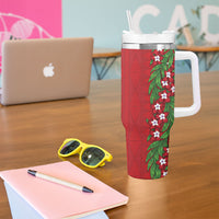 Tonga Language Week Tumbler With Handle Heilala Floral Red LT05 - Polynesian Pride