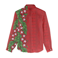 Tonga Language Week Women Casual Shirt Heilala Floral Red LT05 - Polynesian Pride