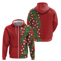 Tonga Language Week Zip Hoodie Heilala Floral Red LT05 - Polynesian Pride