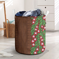 Tonga Language Week Laundry Basket Heilala Floral Brown LT05 Brown - Polynesian Pride