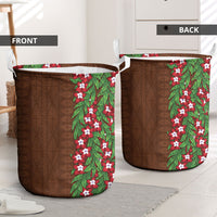 Tonga Language Week Laundry Basket Heilala Floral Brown LT05 - Polynesian Pride