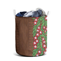 Tonga Language Week Laundry Basket Heilala Floral Brown LT05 - Polynesian Pride
