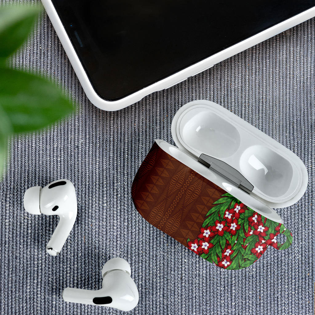 Tonga Language Week AirPods Case Heilala Floral Brown LT05 - Polynesian Pride
