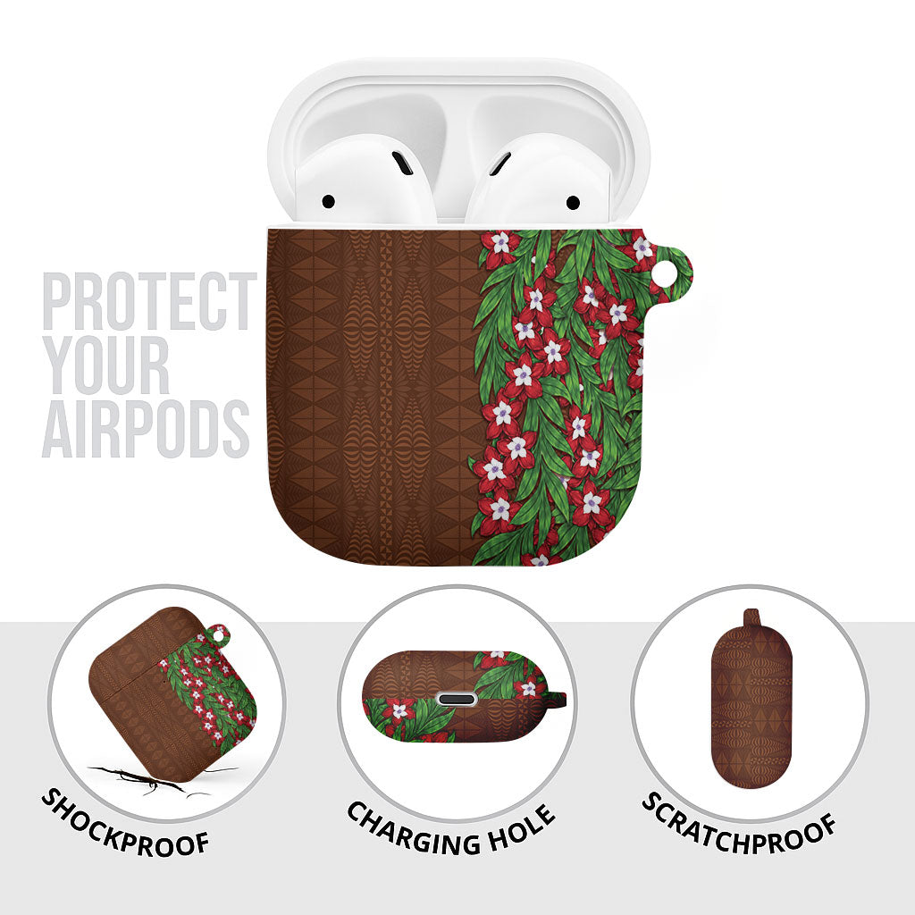 Tonga Language Week AirPods Case Heilala Floral Brown LT05 - Polynesian Pride