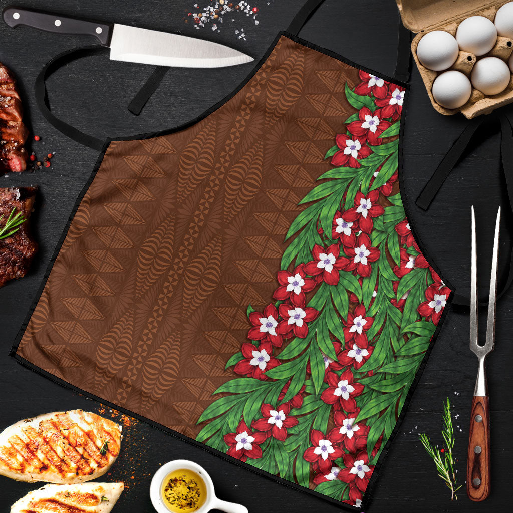 Tonga Language Week Apron Heilala Floral Brown LT05 Brown - Polynesian Pride
