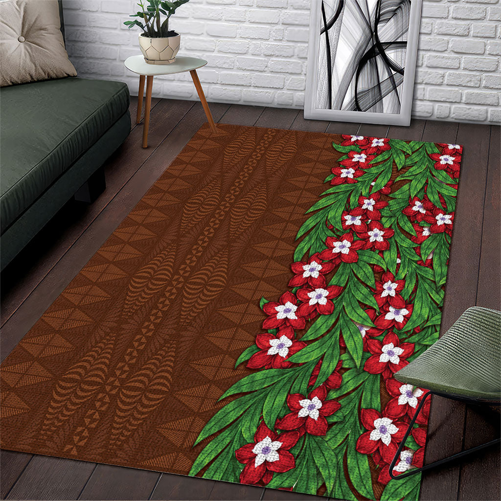 Tonga Language Week Area Rug Heilala Floral Brown LT05 Brown - Polynesian Pride