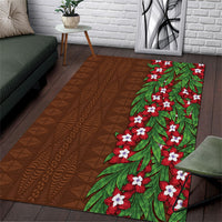 Tonga Language Week Area Rug Heilala Floral Brown LT05 Brown - Polynesian Pride