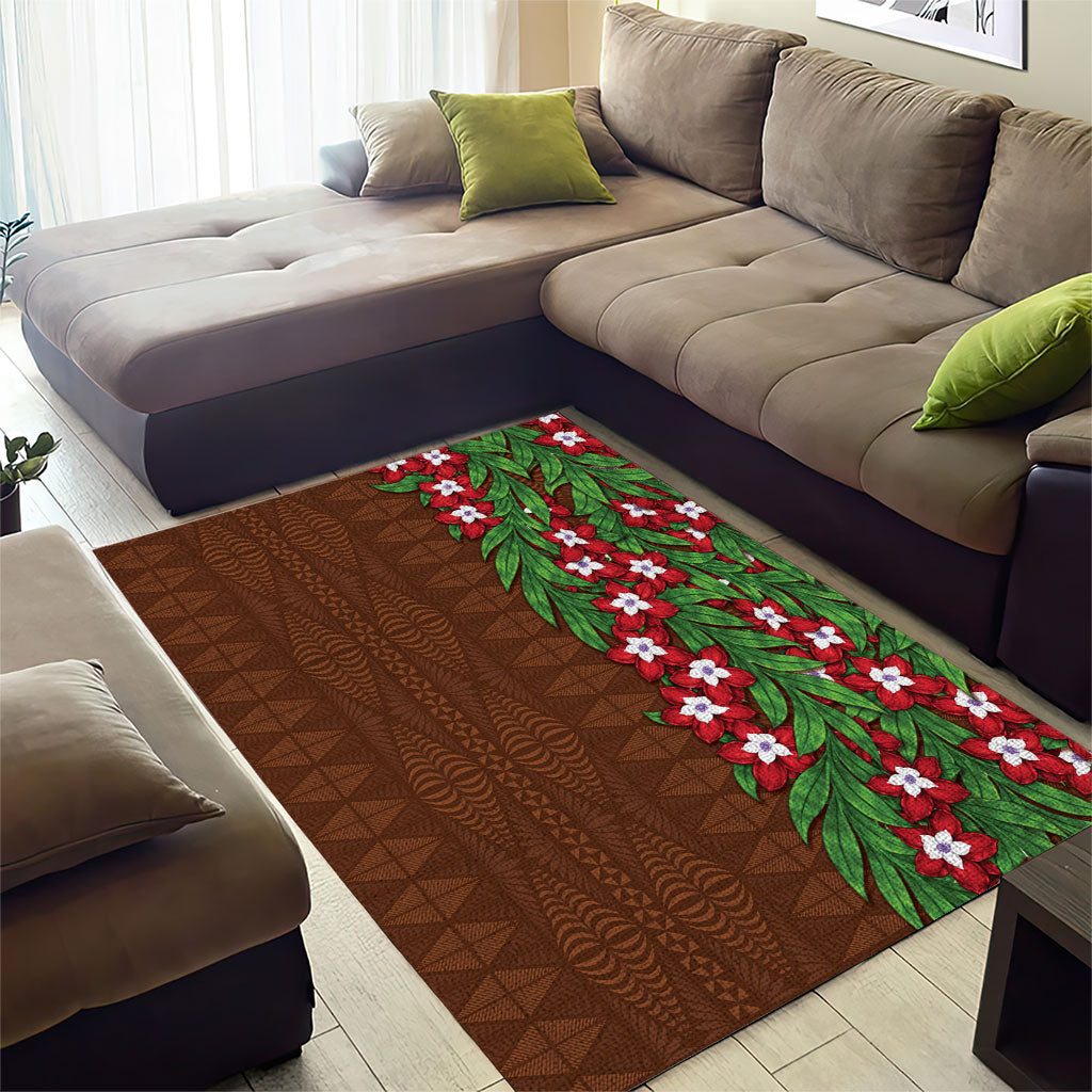 Tonga Language Week Area Rug Heilala Floral Brown LT05 - Polynesian Pride