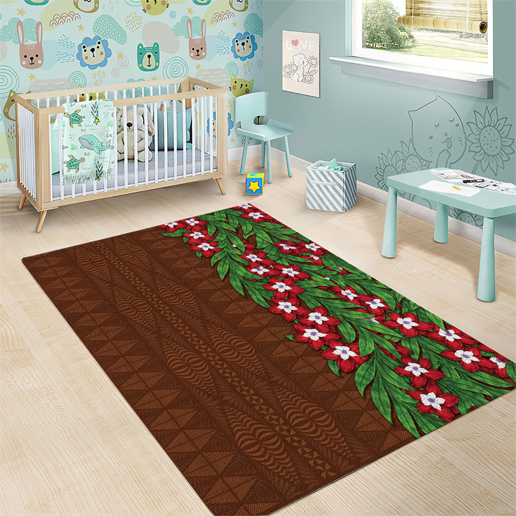 Tonga Language Week Area Rug Heilala Floral Brown LT05 - Polynesian Pride