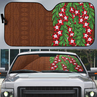 Tonga Language Week Auto Sun Shade Heilala Floral Brown LT05 Brown - Polynesian Pride