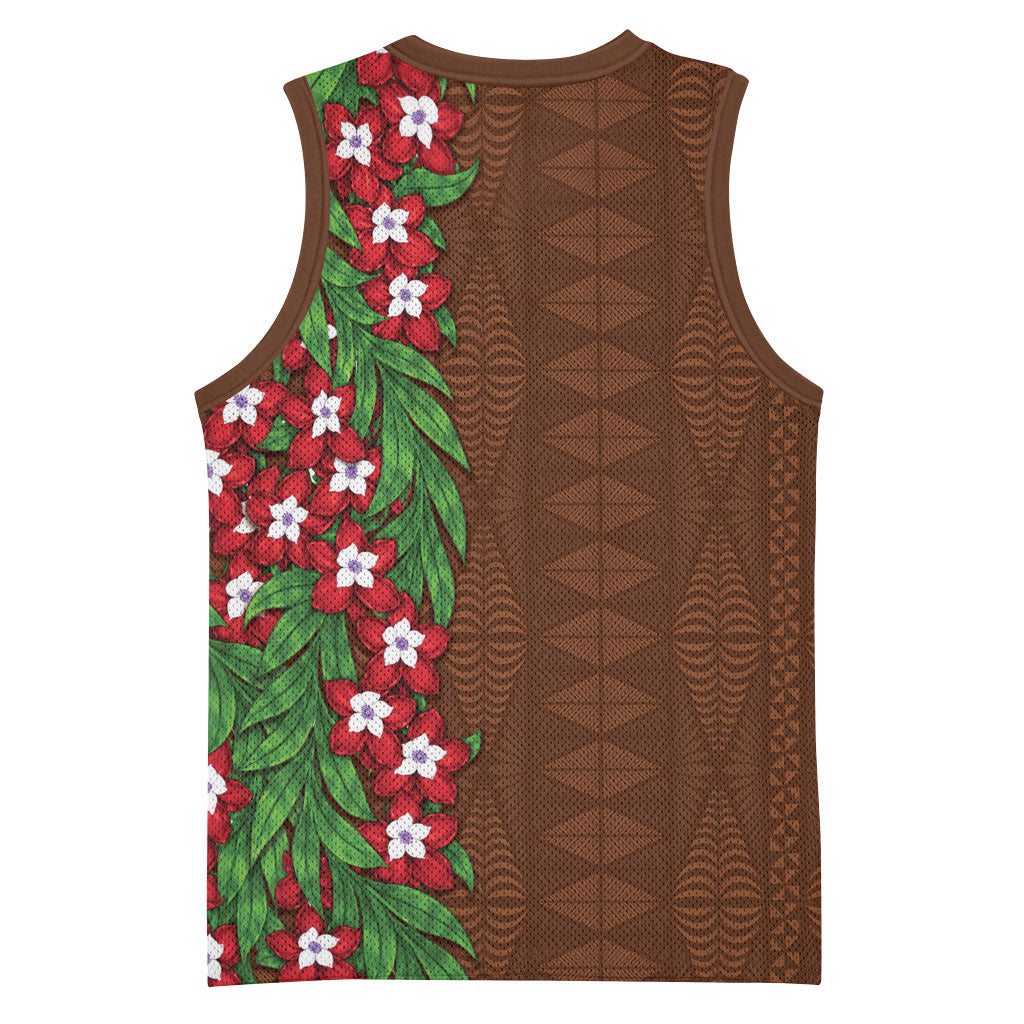 Tonga Language Week Basketball Jersey Heilala Floral Brown LT05 - Polynesian Pride