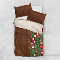 Tonga Language Week Bedding Set Heilala Floral Brown LT05 US Twin 172cm x 218cm Brown - Polynesian Pride