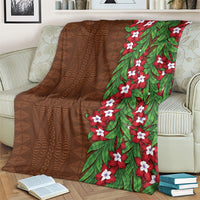 Tonga Language Week Blanket Heilala Floral Brown LT05 - Polynesian Pride