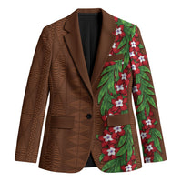 Tonga Language Week Blazer Heilala Floral Brown LT05 Unisex Brown - Polynesian Pride
