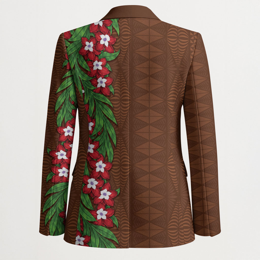 Tonga Language Week Blazer Heilala Floral Brown LT05 - Polynesian Pride