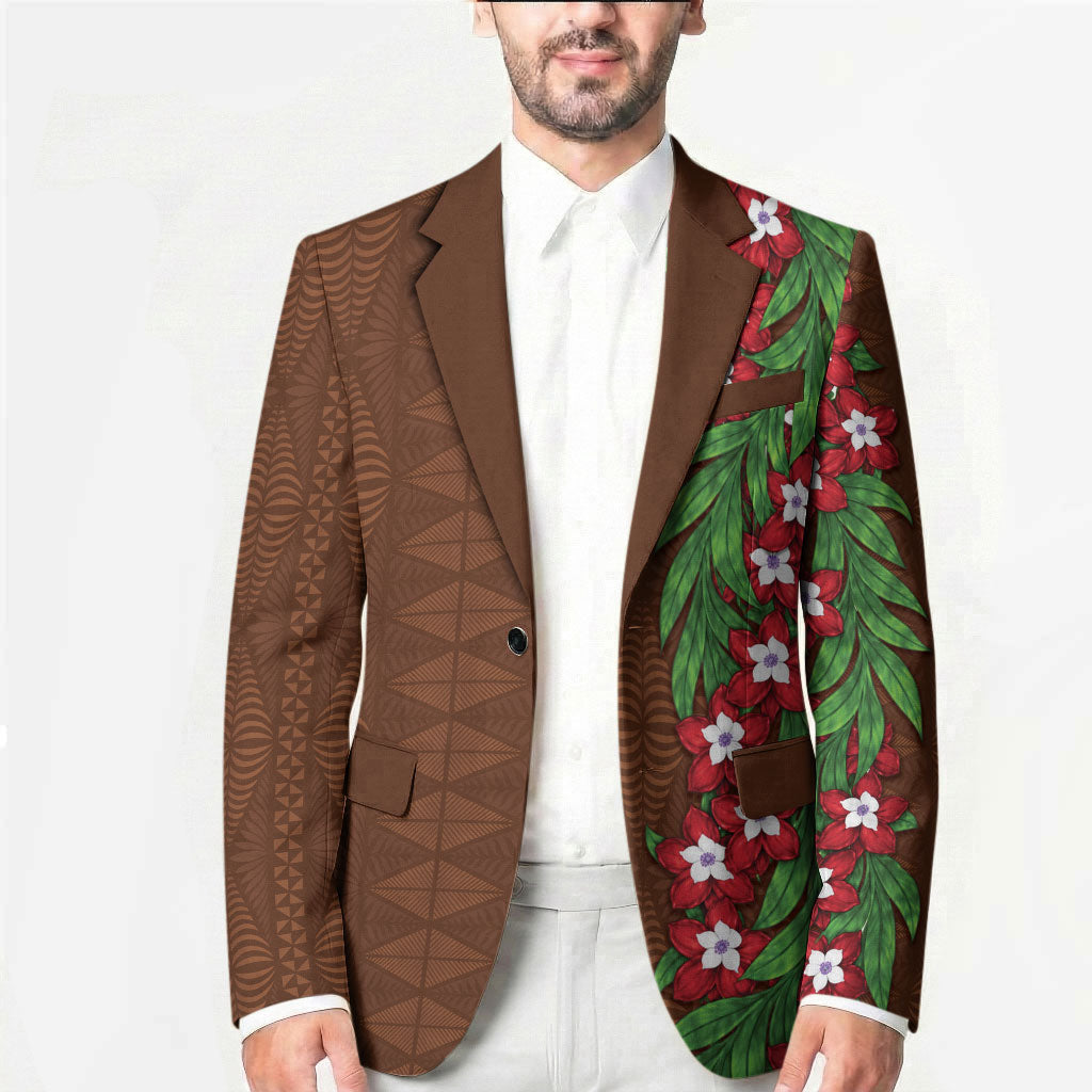 Tonga Language Week Blazer Heilala Floral Brown LT05 - Polynesian Pride