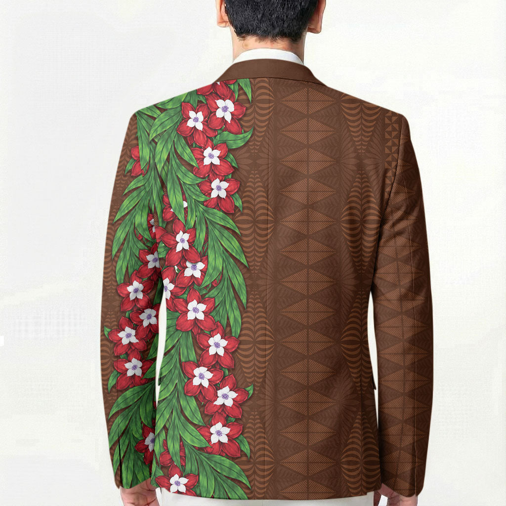 Tonga Language Week Blazer Heilala Floral Brown LT05 - Polynesian Pride