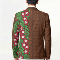 Tonga Language Week Blazer Heilala Floral Brown LT05 - Polynesian Pride