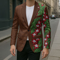 Tonga Language Week Blazer Heilala Floral Brown LT05 - Polynesian Pride