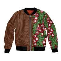 Tonga Language Week Bomber Jacket Heilala Floral Brown LT05 Unisex Brown - Polynesian Pride