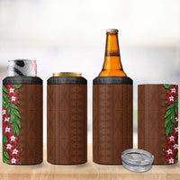 Tonga Language Week 4 in 1 Can Cooler Tumbler Heilala Floral Brown LT05 - Polynesian Pride