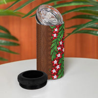 Tonga Language Week 4 in 1 Can Cooler Tumbler Heilala Floral Brown LT05 - Polynesian Pride