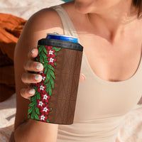 Tonga Language Week 4 in 1 Can Cooler Tumbler Heilala Floral Brown LT05 - Polynesian Pride