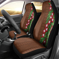 Tonga Language Week Car Seat Cover Heilala Floral Brown LT05 - Polynesian Pride