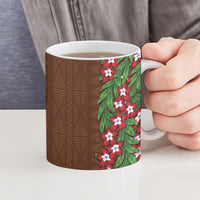 Tonga Language Week Ceramic Mug Heilala Floral Brown LT05 - Polynesian Pride