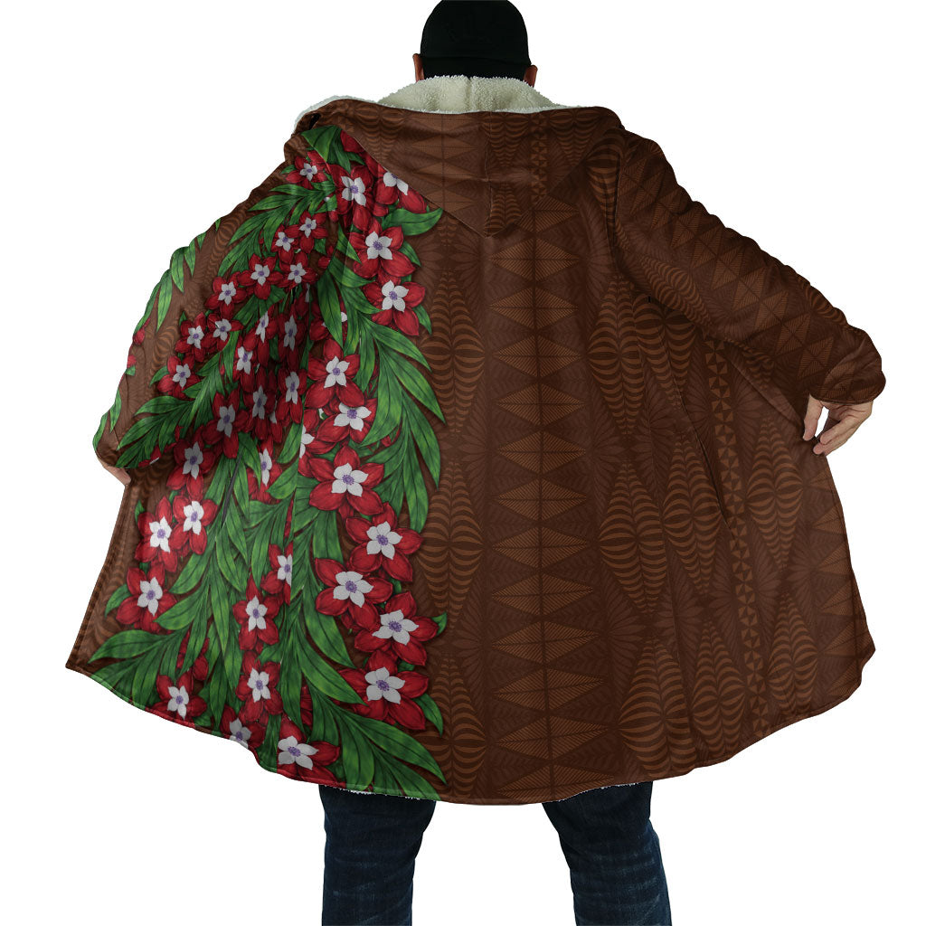 Tonga Language Week Cloak Heilala Floral Brown LT05 - Polynesian Pride
