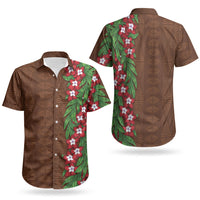 Tonga Language Week Couples Matching Mermaid Dress and Hawaiian Shirt Heilala Floral Brown LT05 - Polynesian Pride