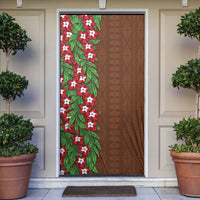 Tonga Language Week Door Cover Heilala Floral Brown LT05 Brown - Polynesian Pride