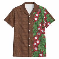 Tonga Language Week Hawaiian Shirt Heilala Floral Brown LT05 Brown - Polynesian Pride